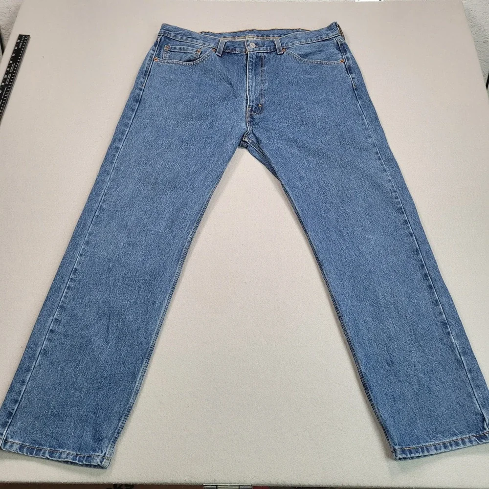 Levis 505 Regular Fit Straight Leg Jeans‎ Blue Denim Mens 38x30 00505-4891
